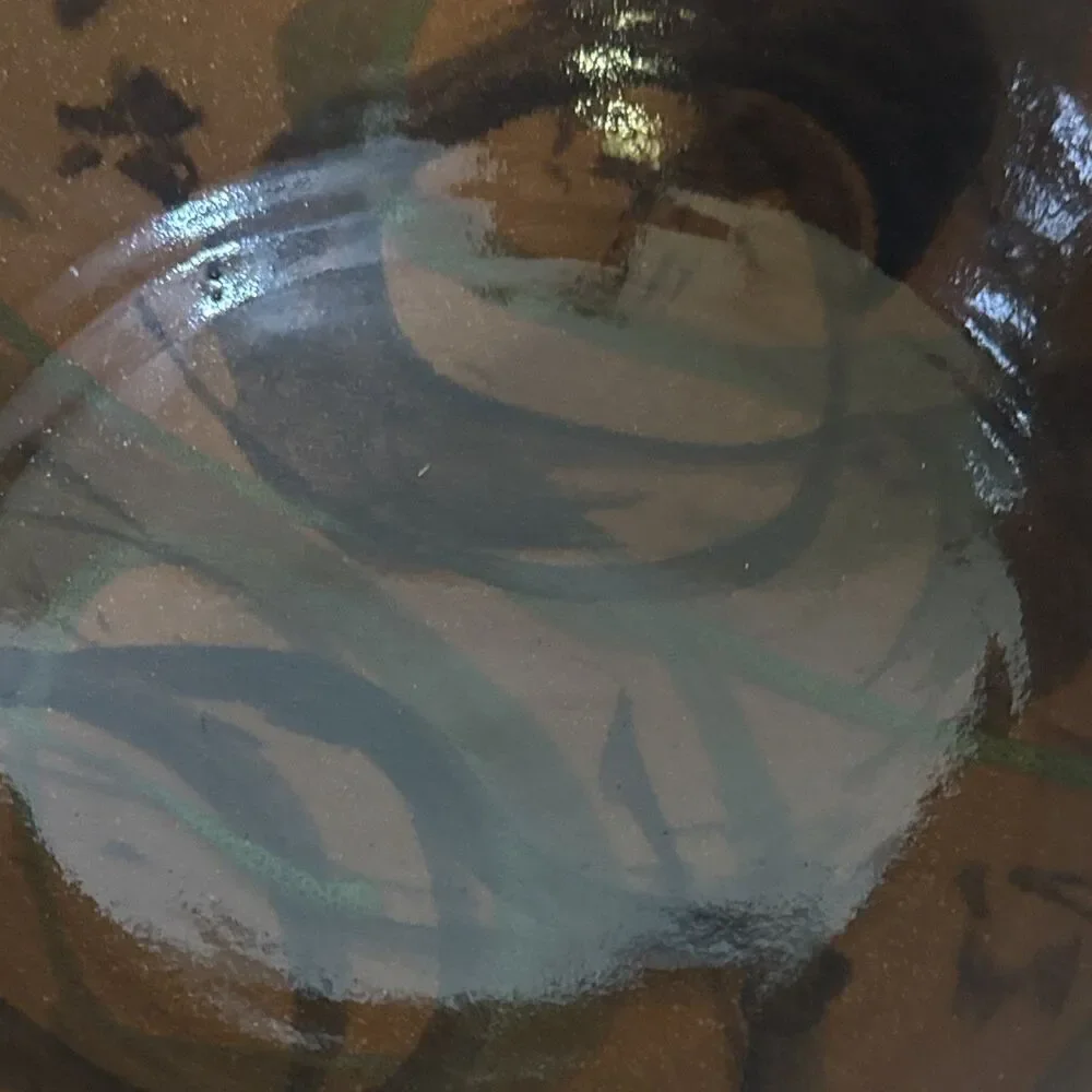 Stephen Rodriguez New Haven CT Signed Studio Stoneware Brown Glossy Serving Bowl